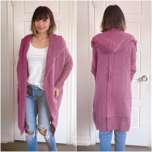 016 Cozy Magenta Oversized Pocket Long Cardigan - Picture 5 of 5